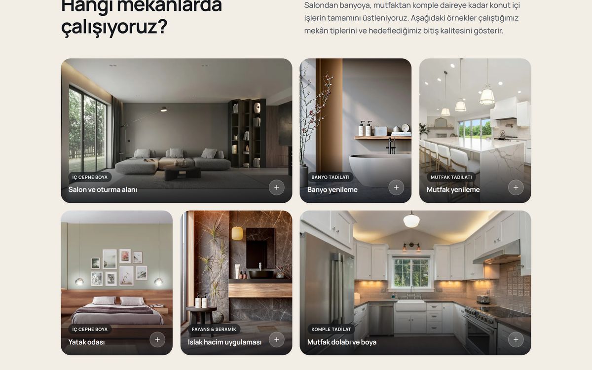 Ulu Boya gallery of finished interiors arranged as a grid of rooms